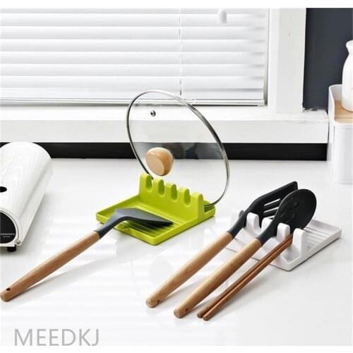 1PCS multifunctional non-slip silicone pad plastic rack kitchen spoon pad spatula shelf tableware storage rack kitchen rack