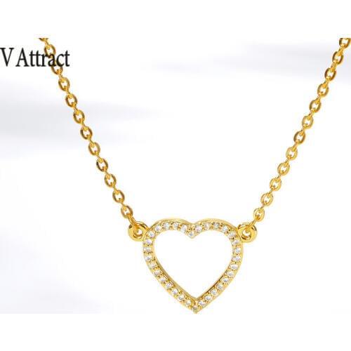 V Attract Fashion new crystal pendant necklace women Rose gold Color love heart necklaces Romantic Love Gift Jewelry