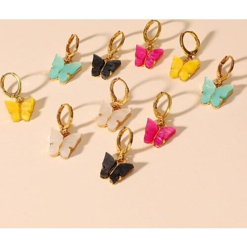 Fashion Elegant Acrylic Butterfly Earrings Simple Cute Korean Female Lady Small Stud Earrings Chic Bohemia Earrings Jewelry Gift
