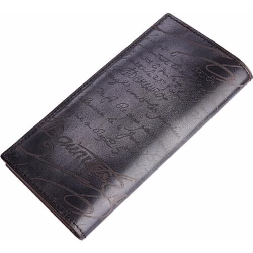 TERSE_Lettering Men Long Wallet Antique Exclusive Design Wallet 5 Colors in Stock Handmade Genuine Leather Purse Dropshipping