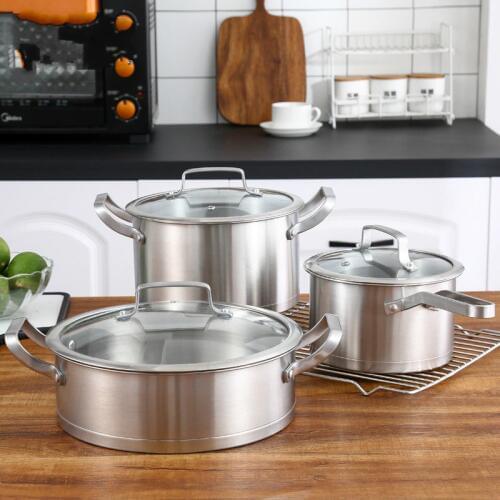 3pcs Set Stainless steel Pot set Milk pot Kitchen soup pot wok pot Gift Pots and Pan Sets Cook pan Hot Pot Soup