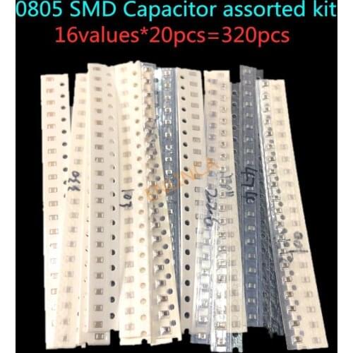 0805 SMD Capacitor assorted kit ,16values*20pcs=320pcs 10PF-22UF Samples kit