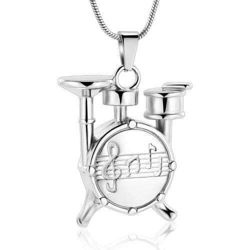 X0123 Newest Music Drum Shape Urn for Loved Ones Ashes Keepsake Stainless Steel Cremation Jewelry Necklace