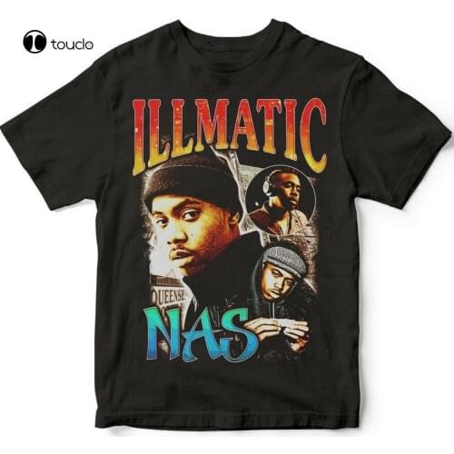 New Hot!!! Nas Illmatic Black T-Shirt Unisex All Size T-Shirt Gift For Fans Cotton Tee Shirt