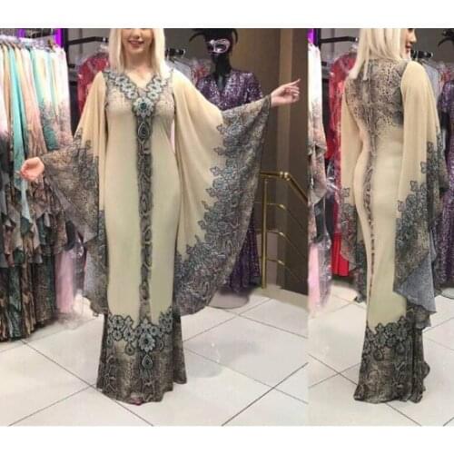 New African Dresses for Women Dashiki Print African Clothes Bazin Riche Sexy Slim Ruffle Sleeve V-neck Evening Long Africa Dress