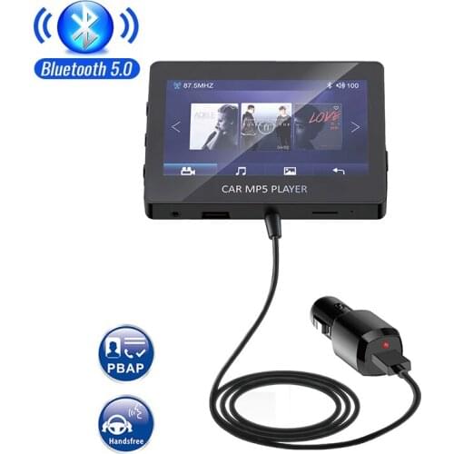 New HD Video Car Bluetooth 5.0 FM Transmitter Wireless Handsfree Audio Receiver Auto MP5 Player android big screen Fast Charger