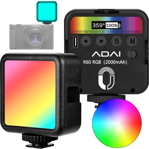 Video Light 2500K-9000K R60 RGB Dimmable 6W Led OLED Camera Light 2000mAh Photography Lighting With Type C For Youtube Vlog NEW