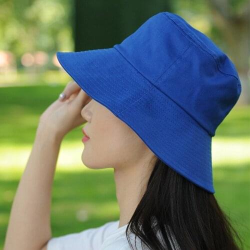 New Summer Bucket Hat For Women Soft Cotton Solid Color Big Wide Brim Outdoor Sun Hats Portable Foldable Panama Cap Lady Caps
