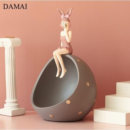 Bunny Girl Trays Decorative Creativity Cake Dessert Plates Coffee Table Snack Dried Fruit Storage Tray Home Decoration Modern