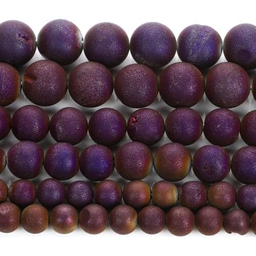 Natural Stone Dark Plated Purple Smile Agates Beads Charm Round Loose Beads For Jewelry Making Diy Bracelets Necklace 6-12 MM