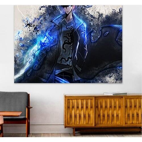 Sung Jin Woo Anime Poster Solo Leveling Manga Canvas Painting Cartoon Painting Wall Art Picture for Living Room Decor Nice Gift