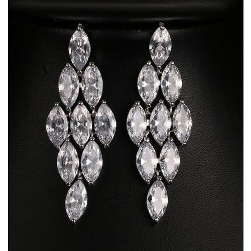 Emmaya Fashion Luxury Bride Wedding Earrings 9 pcs CZ Simulated Cubic Zirconia White Gold Color Engagement Jewelry Party Gift