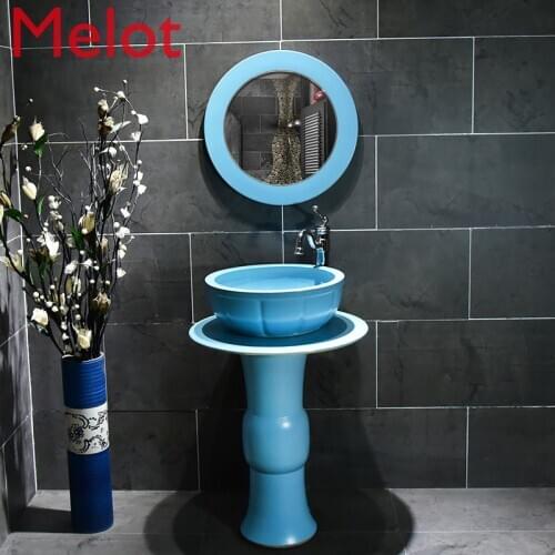 Ceramic Washbasin Whole Washbin Blue Wash Basin Landing Pedestal Basin Toilet Creative