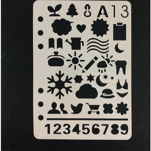 Numbers Stencil with Natrue Weather Pattern Sun Snowflake Cloud A5 Planner Diary Scrapbook Decor School Supplies Back-to-school