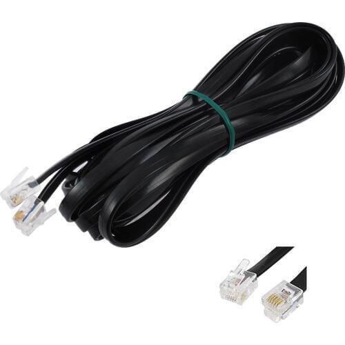 Wholesale 5 Set 6P6C RJ11 Telephone Extension Fax Modem Cable Line 5M Length Black