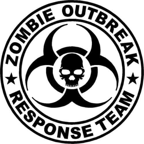 16CM*16CM Zombie Outbreak Response Team Decal Apocalypse Hunter Vinyl Sticker Car Stylings Car Decoration Black/Sliver C8-0334
