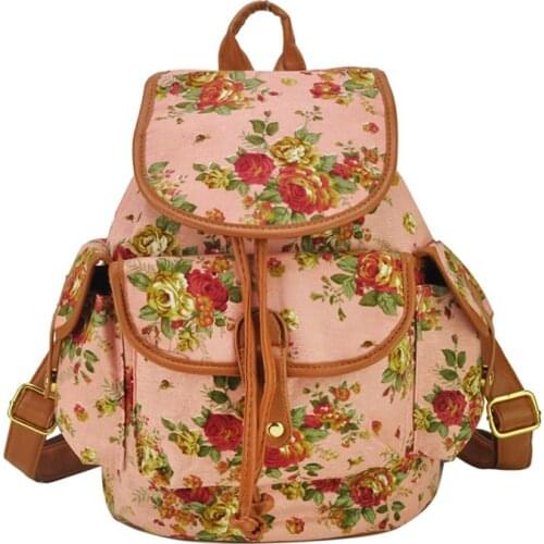 Vintage Floral Embroidery Canvas Backpack Women Travel Bags Schoolbag Backpacks Rucksack Ladies Shoulder Bag QQ1704
