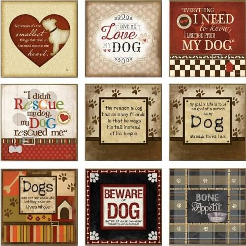 Vintage Poster Abstract Painting on Canvas Print My Dog Love Hanging Wall Art Pictures for Living Room Home Decor Drop Shipping