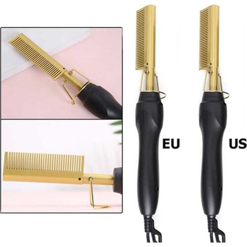 2 in 1 Hair Straightener Curler Wet Dry Electric Hot Heating Comb Hair Smooth Flat Iron Straightening Styling Tool