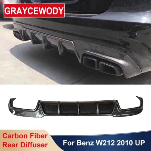 Real Carbon Fiber Rear Bumper Lip Spoiler Diffuser For Benz W212 E63 AMG Car Body Kit 2010 Up External Parts