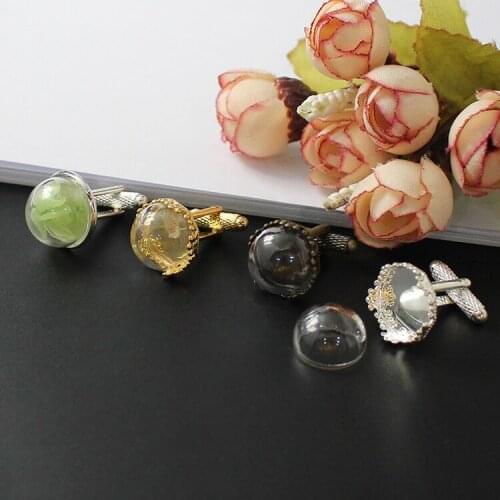 1Pairs Glass Globe Bubble Cuff links,glass globe Ball Cuff links,Glass Bulb Cuff links,Glass bottle Cover Cuff links