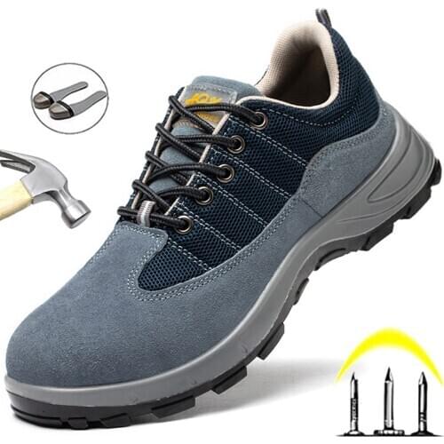 Construction Work Safety Shoes Men Steel Toe Work Sneakers Male Puncture-Proof Safety Boots Indestructible Security Footwear