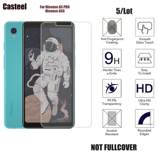 5/lot 0.3mm 9H Premium 2.5D Curved Edge Tempered Glass For Hisense A5C A5 PRO A5PRO Screen Protector Film