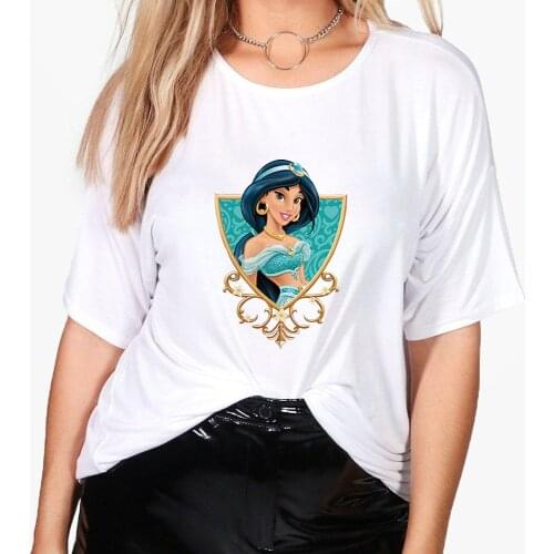 Royal Family Princess Jasmine Woman T-shirt Fine Print Spain Ropa Aesthetic Top White Round Neck Tee Women Summer Streetwear
