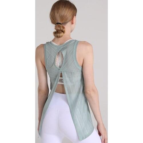 Women Backless Yoga Shirts Running Fitness T-shirts Sleeveless Vest Quick Dry Loose Sport Tee Tops Female Gym Workout Blouse