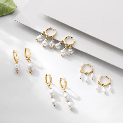 Fashion Geometric Gold Hoop Earrings for Women Irregular Pearl Tassel Statement Circle Earring 2021 Trendy Jewelry