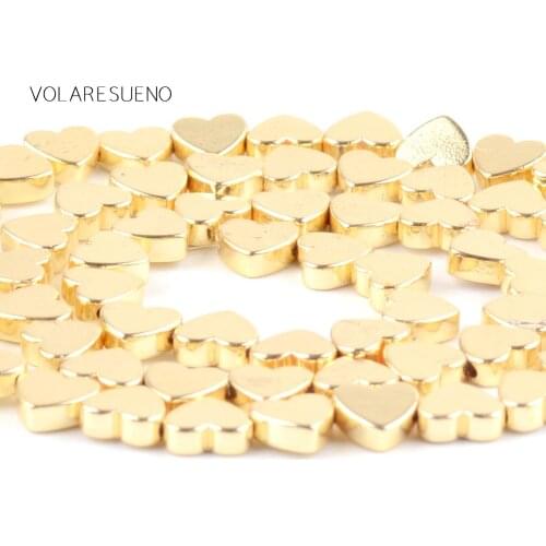 Heart Shape Hematite Golds Stone Loose Beads For Jewelry Making 8mm Spacer Beads Fit Diy Bracelet Necklace Accessory 15‘’Strand