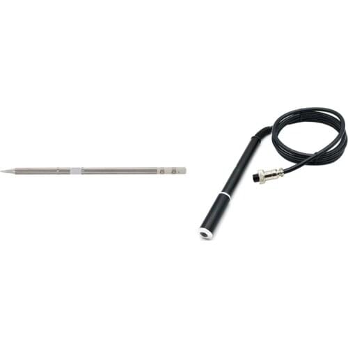 1 Pcs T12-BL Iron Tips for Hakko Soldering Rework Station FX-951 FX-95 & 1 Pcs 4-Core T12 Aluminum Alloy Handle