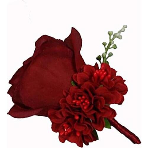 15 Colors Artificial Silk Plastic Rose Flowers Groom Boutonniere Man Pin Suit Corsage Bridal Wedding Corsages Party Decorations