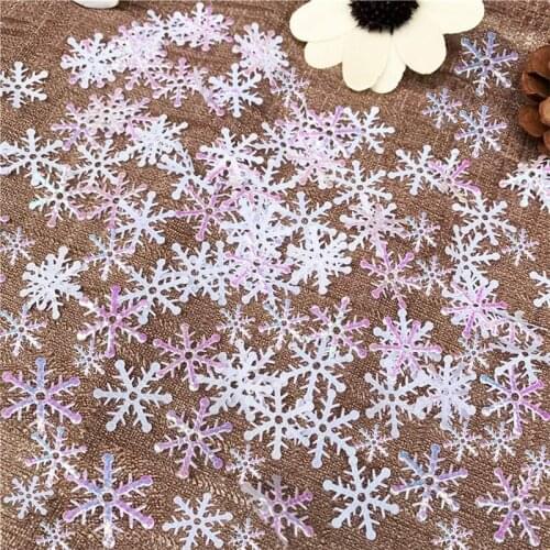 300pcs/Pack 2CM Christmas Snowflake Confetti Decorations Shimmer For Xmas Party Accessories Winter Wedding NewYear Party Supply