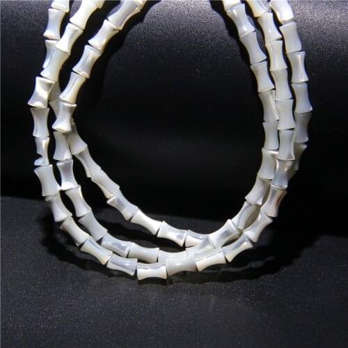 4*7mm Classic Natural Mother of Pearl Shell Beads Banboo Shape Stylish Seashell Loose Charms For Beach Jewelay DIY 15" Strand