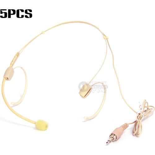 5Pcs 3.5mm Male Screw Lock Headband Microphones Headworn Mic For Karaoke System Wireless Headset Microphone Bodypack Transmitter