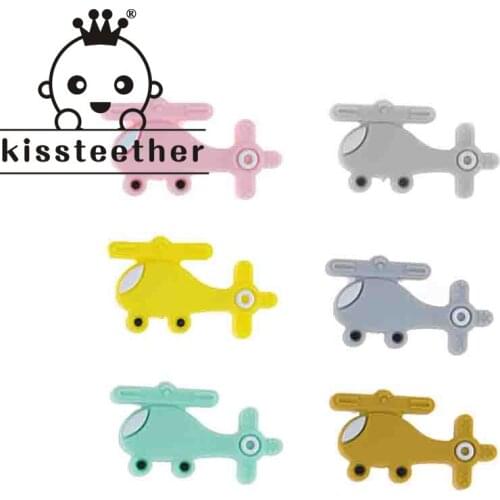 Kissteether 50Pcs Cartoon Aircraft Shape Silicone Beads Baby Molar Teether Bead DIY Pacifier Chain Jewelry Accessori