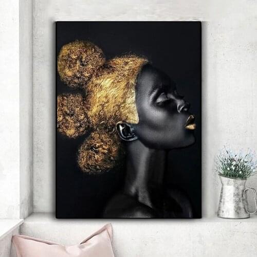 African woman black blonde hair canvas posters and prints Scandinavian living room home decoration painting (no frame)