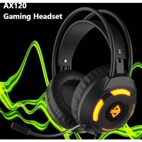 Ajazz AX120 Noise Cancelling PUBG Gaming Headset USB Interface LED Light Wired Headphone Music Earphone for PC Gamer Headphones