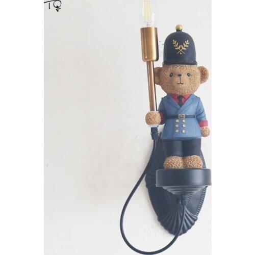 Atmosphere British Soldier Bear Wall Lamp Led E14 Kids Room Cute Lovely Indoor Lighting Boys Girls Bedroom Bedside Stairs Aisle