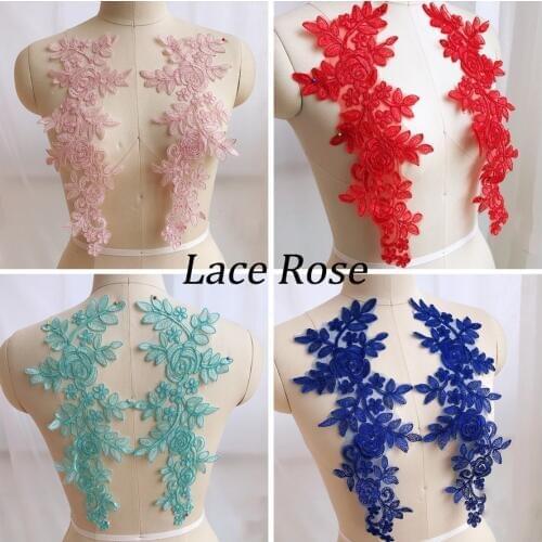 1Pair White 3D Flowers Embroidery Patch Applique Sew On Patches Floral Patch Costume For Wedding Dress Decor Diy