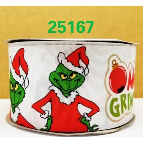 Free shipping 50 yard Christmas ribbon printed grosgrain ribbon 25197