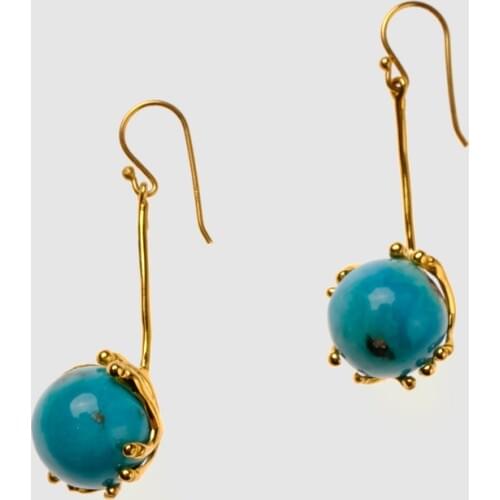 Amorita boutique classic design tuquoise ball drop earrings with gift box