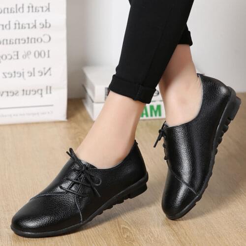 Black Women Shoes for teen girls female Split Leather oxford rubber shoes womens autumn shoes with british style