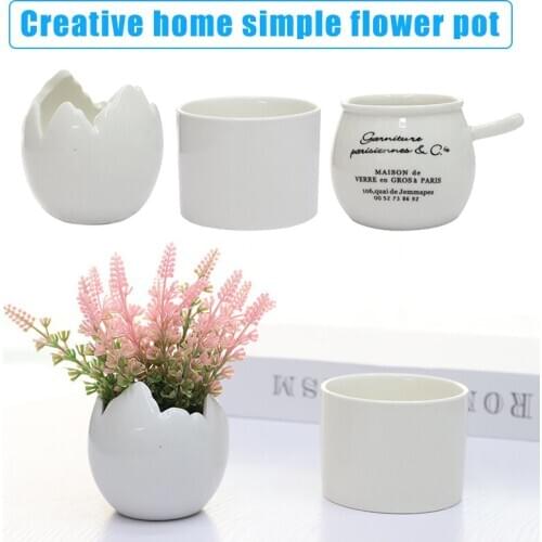 Flower Pots White Mini Ceramic Flower Planter Pot Simple Eggshell Shaped FlowerPots SP99