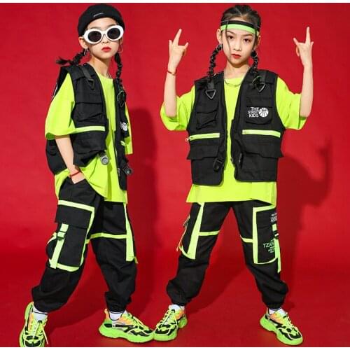 Children Jazz Performance Costumes For Kids Girls Boys Ballroom Hip Hop Clothing Street Dance Outfits Loose Hiphop Suits SL4719