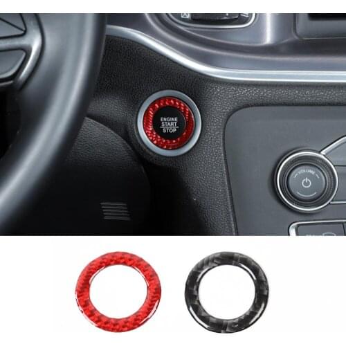 For Dodge /Challenger /Charger /RAM 2010+ Durango 2014+ Carbon Fiber Engine Start Stop Switch Button Ring Cover Car Accessories