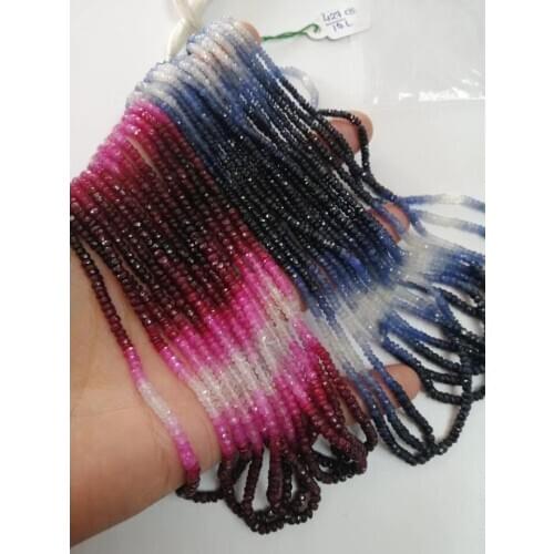 AAAAA LOOSE BEADS gradient red/blue color Ruby/Sapphire Roundel Faceted 3-4mm Wholesale for DIY Jewelry necklace 40cm