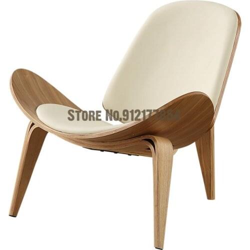 Art Simple Curved Wood Plane Chair Smile Single Sofa Shell Chair Meeting Living Room Negotiation Chair Designer Original Wood Co