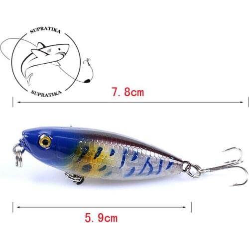 3D Eyes Artificial Floating Pencil 5.9cm/6.9g ABS Plastic Hrad Bait 8 # With Sharp Hook Wobblers Bionic Bait Waterproof Ocean